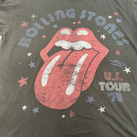 Hollister Women's Graphic Rolling Stones Band T-Shirt Size L 100% Cotton Gray - Picture 3 of 8